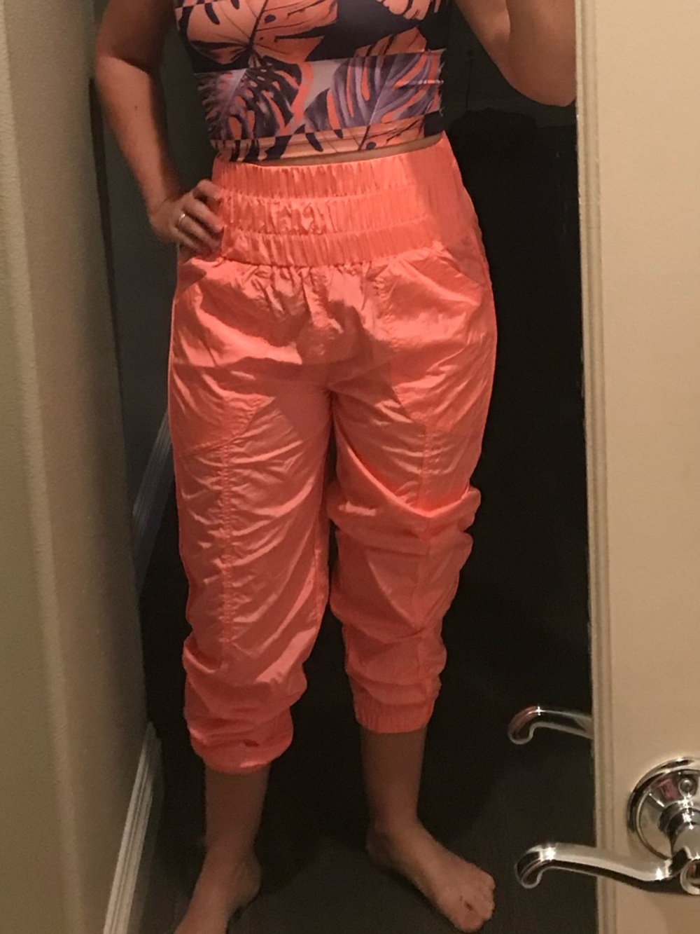 FP Movement by Free People Coral Elastic-Waist Cropped Track Pants